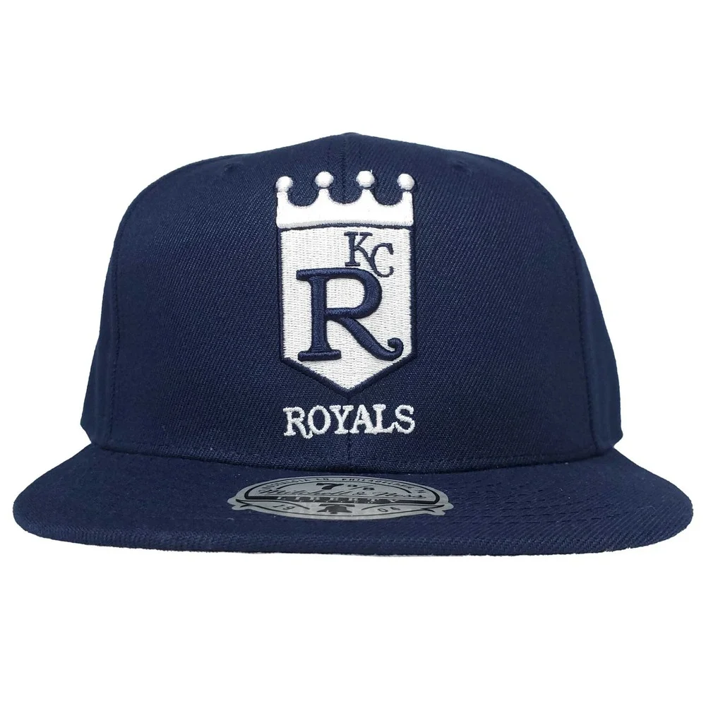 KC‎ Royals Mitchell & Ness MLB Fitted 7 3/8 Liberty Fit Hat Cap Navy NWT